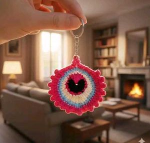 Cute Crochet Sun Keychain