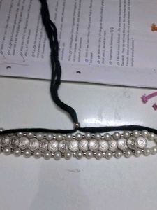 Oxidized Silver Pearl Choker Necklace