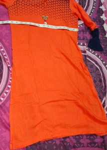 Brick Colour Straight Kurta S Size