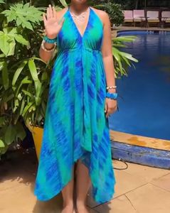 Bohemian Tie-Dye Halter Dress
