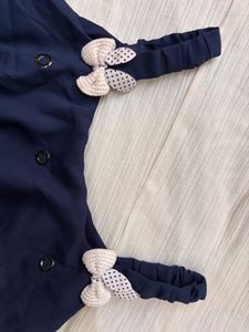 Navy Blue Top with Bow Accent