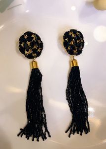 Elegant Black Tassel Earrings
