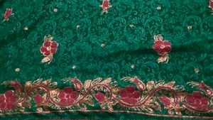 Elegant Emerald Green Embroidered Saree