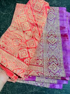 Elegant Red &amp; Purple Saree