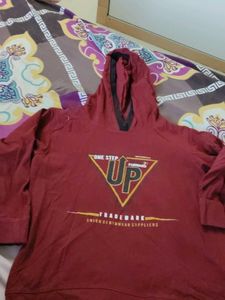 Maroon Graphic Print Hoodie