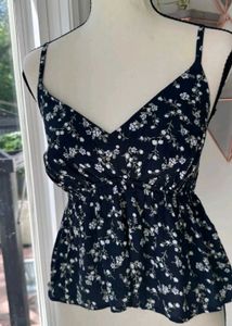 Navy Floral Print Cami Top