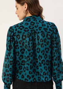 Stylish Leopard Print Button-Up Top