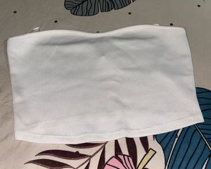 White Ribbed Tube Top