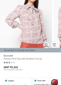 Paisley Print Tie-Neck Blouse