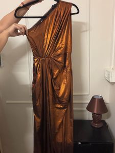 Metallic One-Shoulder Gown
