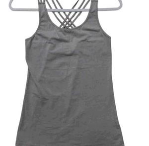 Gray Criss-Cross Strap Tank Top