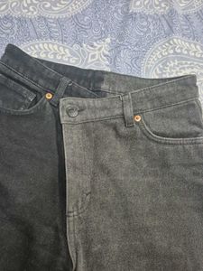 Unique Two-Tone Wide-Leg Jeans