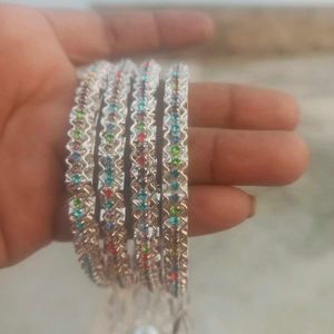 Silver Bangles with Hanging Charms