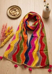 Vibrant Zigzag Dupatta with Tassels