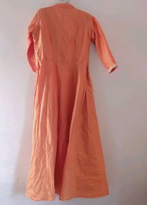 Elegant Orange Embroidered Ethnic Gown