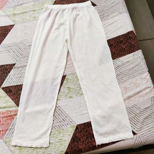 White Palazzo Pants with Lace Trim