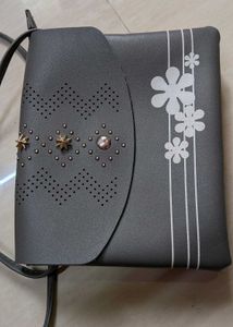 Gray Floral Crossbody Bag