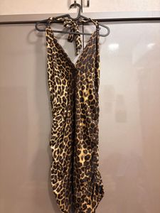 Leopard Print Halter Neck Bodycon Dress