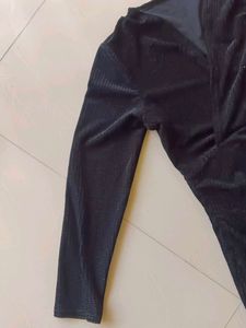 Elegant Black Velvet Ruched Dress