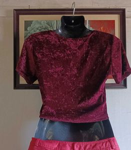 Crushed Velvet Cropped Top
