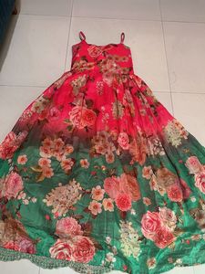 Stunning Floral Print Ethnic Gown