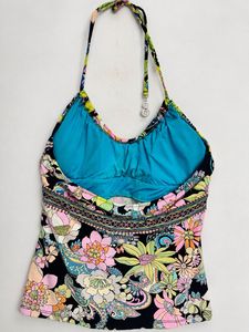 Colorful Floral Halter Bikini Top