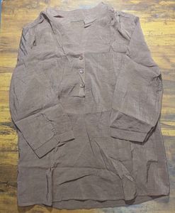 Brown Button-Down Tunic Top