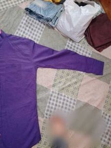 Men's Purple Band Collar Shirt