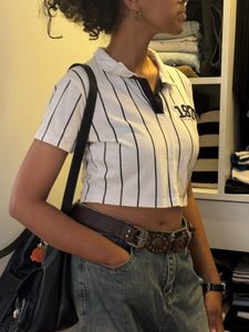 Striped Crop Rugby Shirt with "1970"