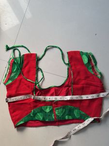 Vibrant Red &amp; Green Saree with Blouse