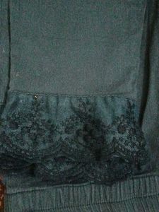 Dark Teal Lace Trim Leggings