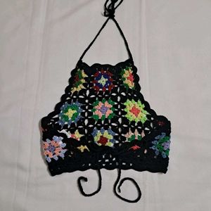 Y2k Vintage Boho Crochet Halter Top