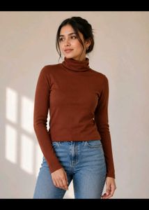 Classic Brown Turtleneck Top