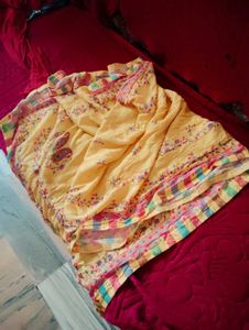 Vintage Yellow Floral Print duptta
