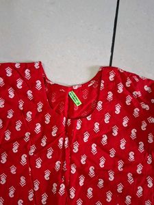 Stylish Red Bandhani Print Kurti