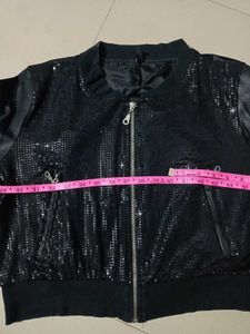 Sequined Women's Crop Jacket/Can be used Oversized