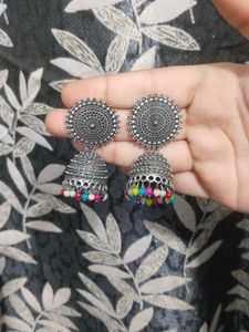 Indian Oxidized Jhumka Earrings
