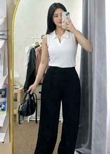 Sleeveless White Cropped Polo | Collared Top |
