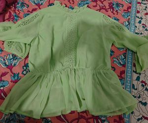 Lime Green Ruffled Top