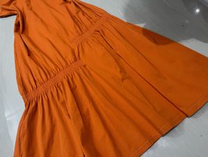 V-Neck Orange Maxi Dress