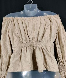 Bardot Beige Schiffli Top 🪶