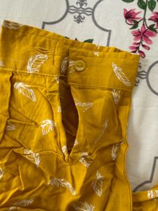 Honey Mustard Yellow Feather Print Top