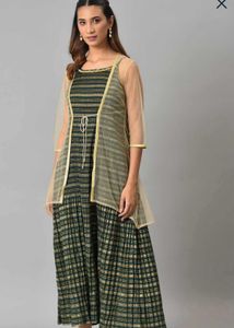 Elegant Striped & Checked Dress