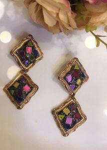 Unique Dangle Earrings with Colorful Gems
