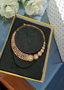 Gold AD Choker Necklace Bridal Statement Piece
