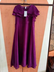New Elegant Purple Ruffle Dress