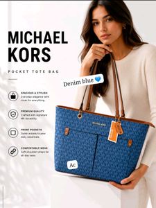 Michael Kors Denim Blue Pocket Tote Bag
