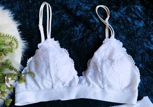 White Lace Bralette and Briefs Set
