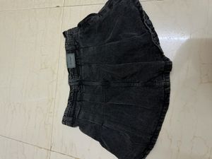 Black Denim Skater Skirt