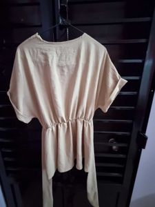Elegant Beige V-Neck Kimono Sleeve Top